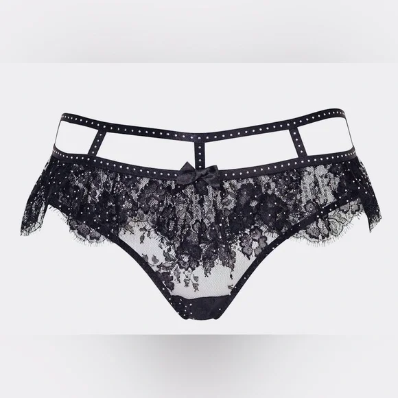 Agent Provocateur Black Swarovski Crystal Lace Bra wSZ-3 Panty, LIMITED EDITION - Picture 2 of 11